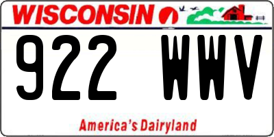 WI license plate 922WWV