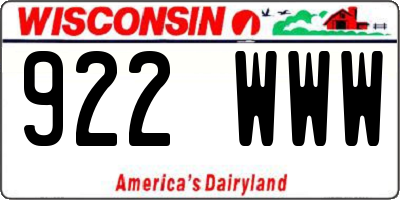 WI license plate 922WWW