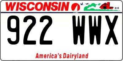 WI license plate 922WWX
