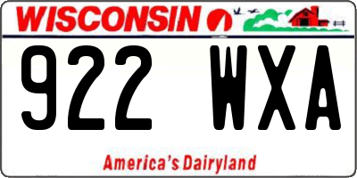WI license plate 922WXA