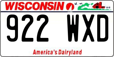WI license plate 922WXD