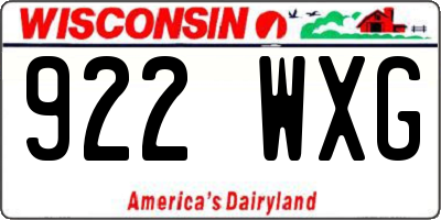 WI license plate 922WXG