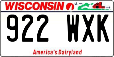 WI license plate 922WXK