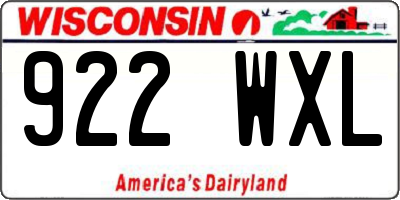 WI license plate 922WXL