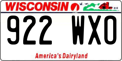 WI license plate 922WXO