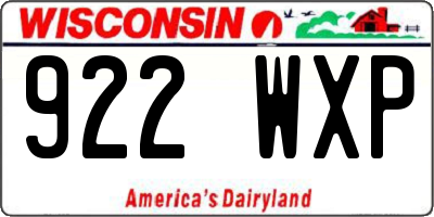 WI license plate 922WXP