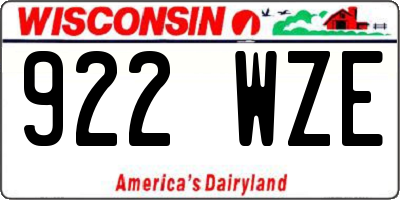 WI license plate 922WZE