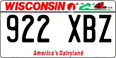 WI license plate 922XBZ