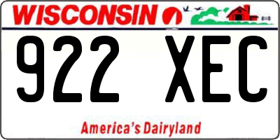WI license plate 922XEC