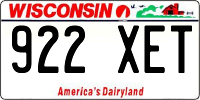 WI license plate 922XET