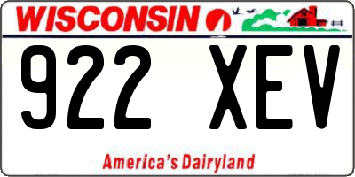 WI license plate 922XEV