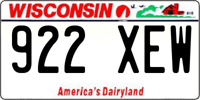 WI license plate 922XEW