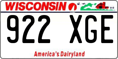 WI license plate 922XGE