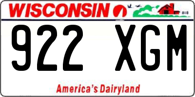 WI license plate 922XGM