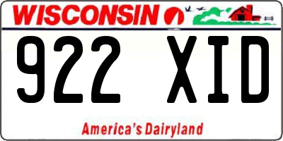 WI license plate 922XID