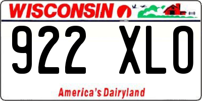 WI license plate 922XLO