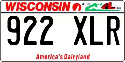 WI license plate 922XLR