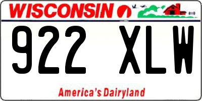 WI license plate 922XLW