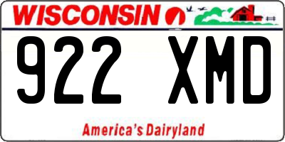 WI license plate 922XMD