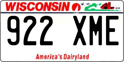 WI license plate 922XME
