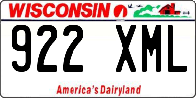 WI license plate 922XML