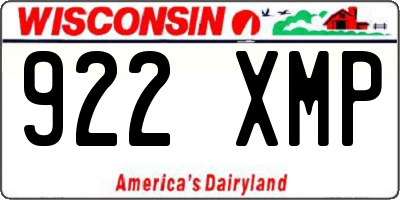 WI license plate 922XMP