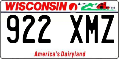 WI license plate 922XMZ