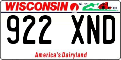 WI license plate 922XND