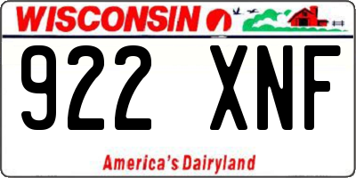 WI license plate 922XNF