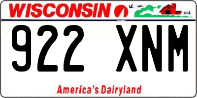 WI license plate 922XNM