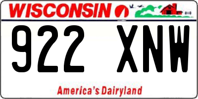 WI license plate 922XNW