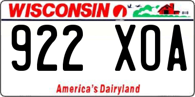 WI license plate 922XOA
