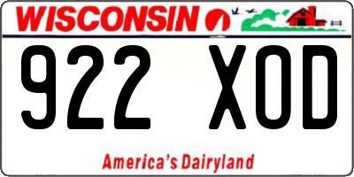 WI license plate 922XOD