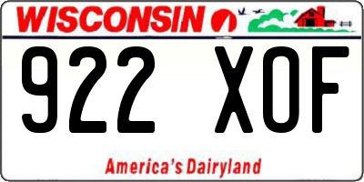 WI license plate 922XOF