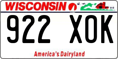 WI license plate 922XOK