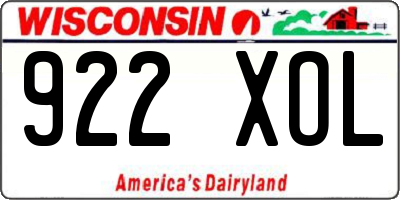 WI license plate 922XOL