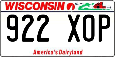 WI license plate 922XOP