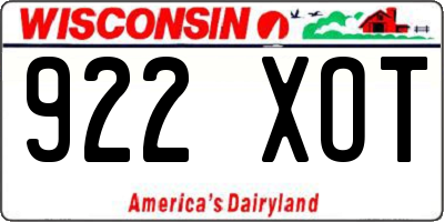 WI license plate 922XOT