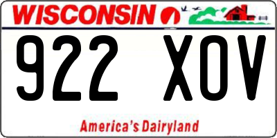 WI license plate 922XOV