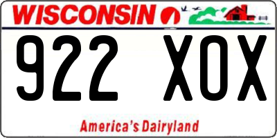WI license plate 922XOX