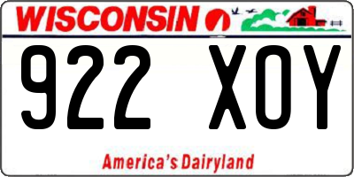 WI license plate 922XOY