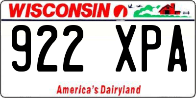 WI license plate 922XPA