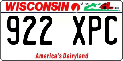 WI license plate 922XPC