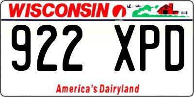 WI license plate 922XPD