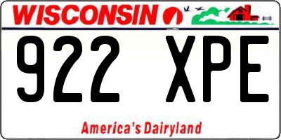 WI license plate 922XPE