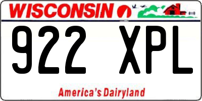 WI license plate 922XPL