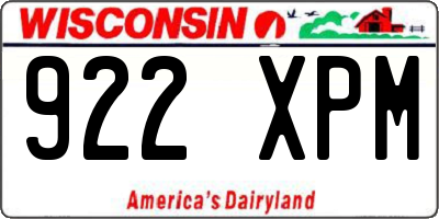 WI license plate 922XPM