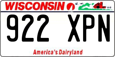 WI license plate 922XPN