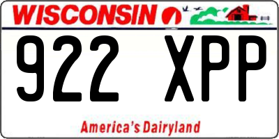 WI license plate 922XPP