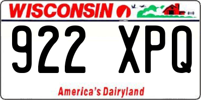WI license plate 922XPQ